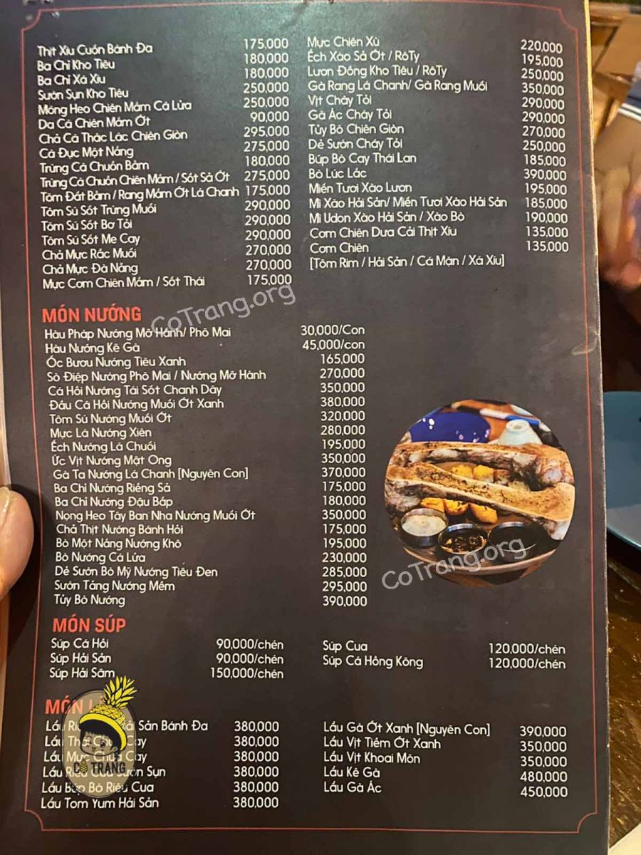 menu nhà hàng cá lửa đà nẵng